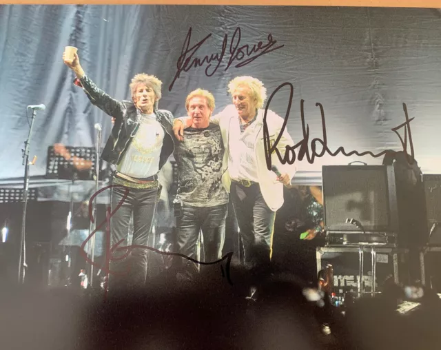 The Faces Signed By Ronnie Wood Rod Stewart And Kenney Jones 12x8 Photo