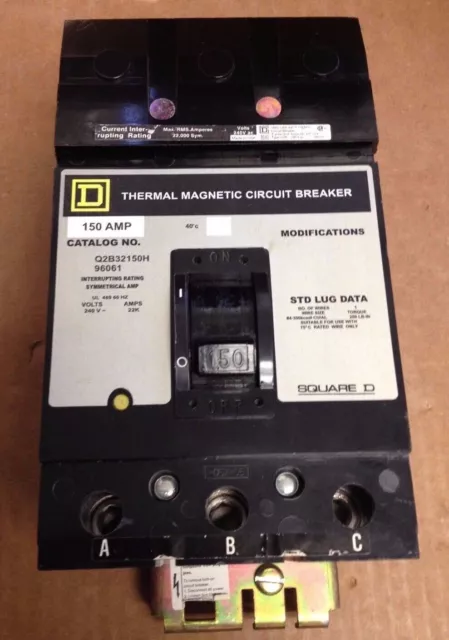 Square D Q2 Q2B Q2B32150 3 Pole 150 Amp 240v Gray Label Circuit Breaker