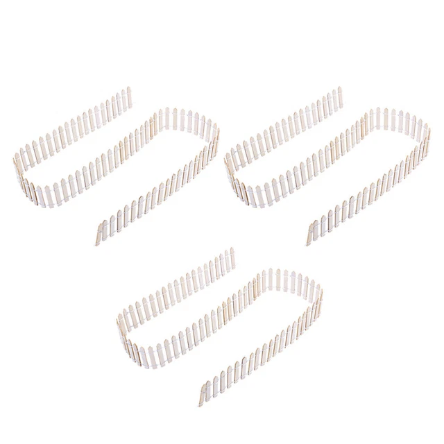 2 Clôtures Miniatures En Bois Blanc 5x90 Cm - Pour Décoration Jardin, Bonsaï, Maison De Poupée, Noël, Bricolage