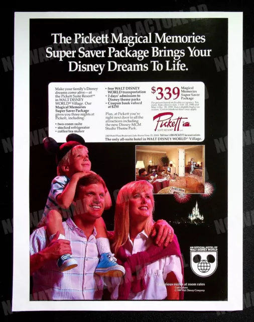Pickett Suite Resort Walt Disney World 1989 Print Magazine AD Poster ADVERT