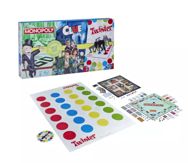 Hasbro Classic 3x Family Game Set Monopoly, Clue & Twister Board Game
