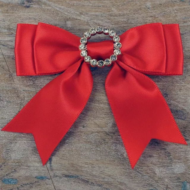 Ribbon Double Bows, Ornate Satin with Diamante Buckle, One bow , 9 Colours