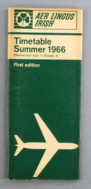 Aer Lingus Airline Timetable Summer 1966 First Edition Irish Airlines Ireland