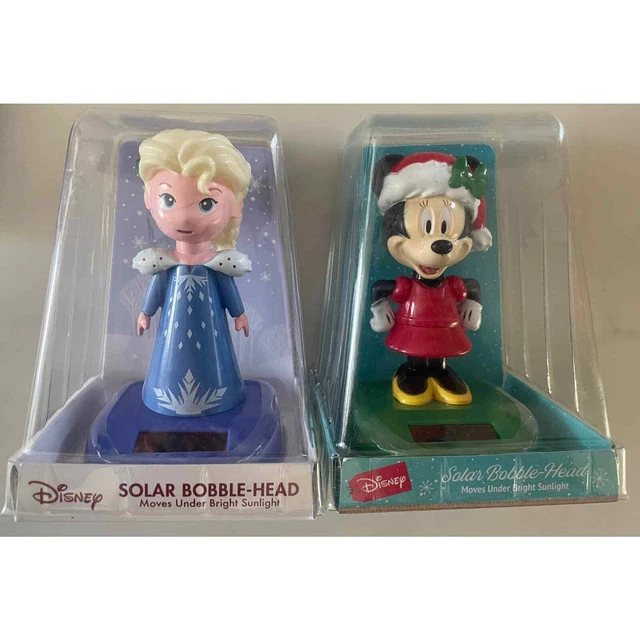2 Pack Minnie Mouse Elsa Solar Bobblehead Disney Frozen