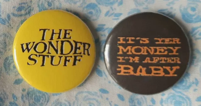 The Wonder Stuff two 25mm button badges inc classic logo. Free UK P&P!