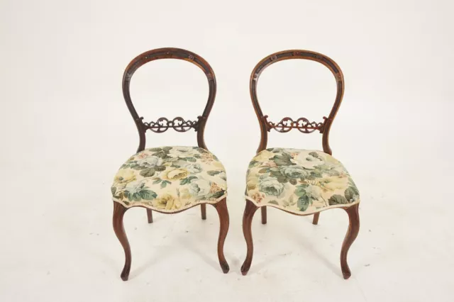 Pair Of Victorian Carved Walnut Balloon Back Chairs, Scotland 1880, H1164