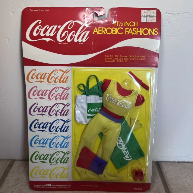 Coca Cola 11 1/2" Aerobic Fashions Barbie Doll Clothing Yellow NOS Vintage 1986