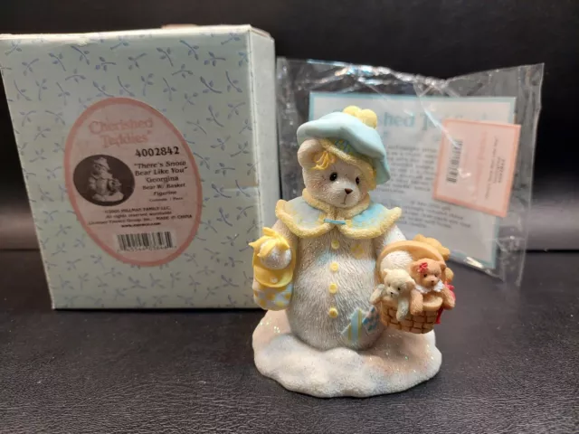 2005 Cherished Teddies 4002842 Georgina w/ Basket Bear Figurine