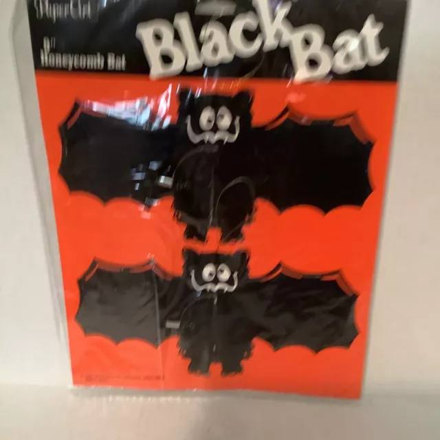 Vintage Halloween Flying Bats Hanging Decoration Honeycomb In Package