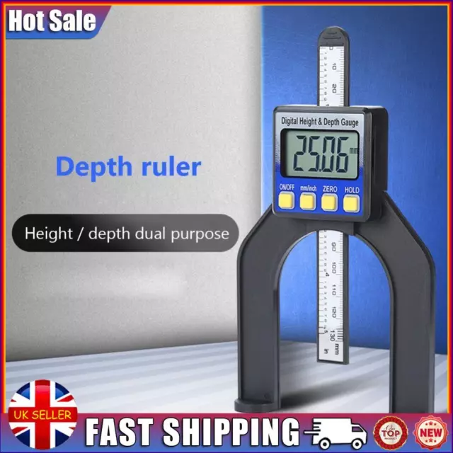 0-80mm 0.01mm Digital Depth Gauge LCD Height Gauges Calipers Tool (Blue)