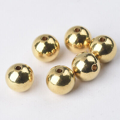 Solid Brass Metal Round Gold Plated Loose Beads Lot 4/5/6/8/10/12/14/16/18mm