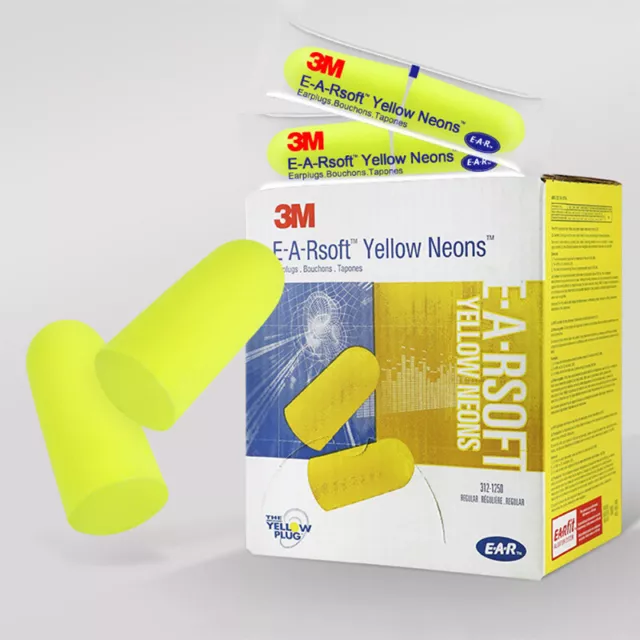 3M Ear Plugs E-A-Rsoft Noise Reduction 33dB Yellow Neon Foam One Use  PACKSIZE