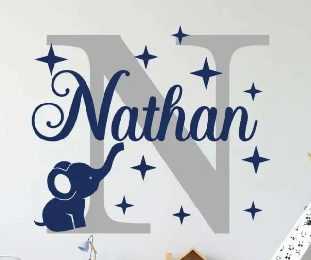 Custom Name Personalised ELEPHANT Wall Art Decal Kids Bedroom Nursery  Sticker