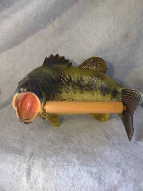 Bass Fish Wall Mounted Toilet Paper Dowel Holder Cabin Fishing Funny Decor 9"