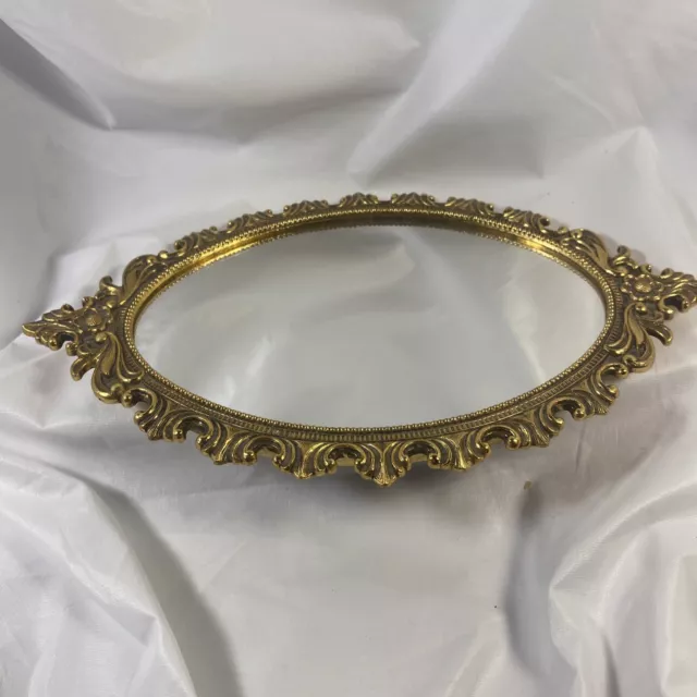 Vintage Stylebuilt Accessories New York 24K Gold Plated 1940's Vanity Mirror