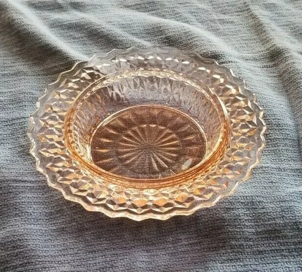 Vintage Pink Depression Glass Ashtray Trinket Dish Bowl Star Starburst Pattern