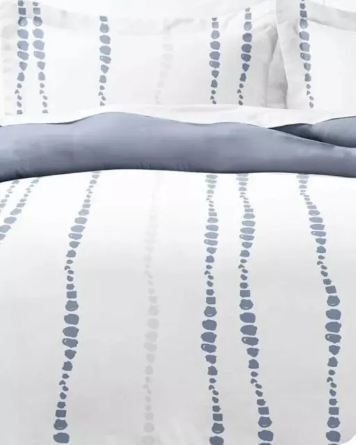 King Duvet Cover 3 Piece Set California King White Gray Blue Reversible EUC