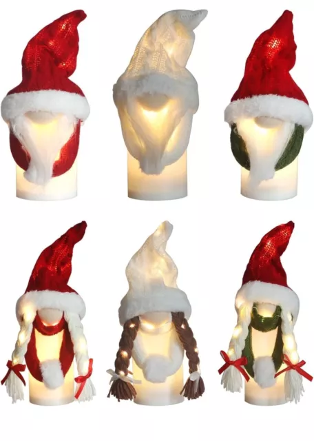 Swedish Gnome Christmas Decorations with LED Light, Plush Figurine Scandinavian 3