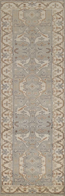 Alfombra tradicional hecha a mano Oushak Oriental Runner 2' 6"" x 9' 9"" alfombra de lana de pasillo