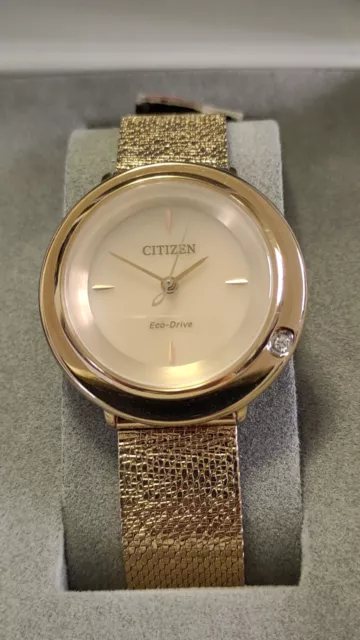 Citizen Eco-Drive Women's Ambiluna Diamond Rose Gold Tone 32mm Watch EM0643-50X