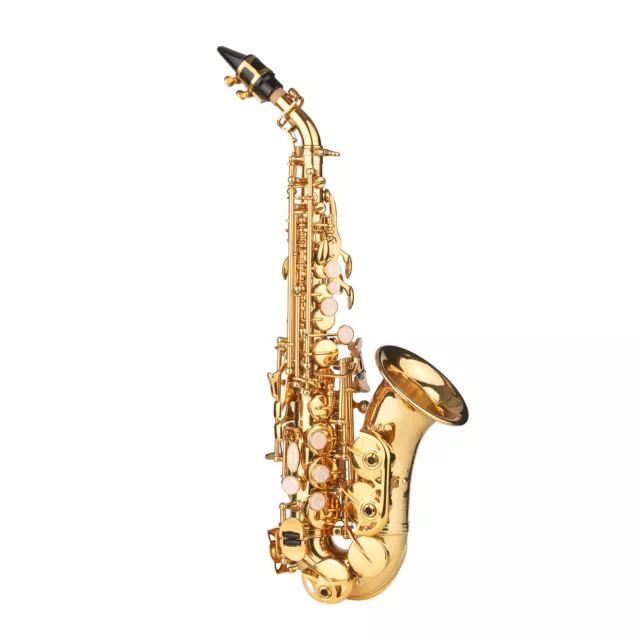 Bb Sopran Saxophon Goldlack Messing Saxophon Mit Instrumenten Koffer  Q3H0