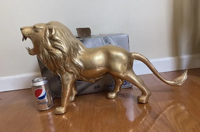 vintage X large solid brass lion statue Hand Made Sculpture Art Collection Big) 3