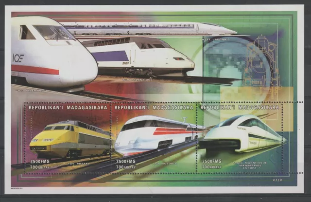 Madagascar Malagasy 1999 Locomotive Trains 3 Val Mnh Photo Mf122202