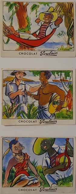 Lot de 3 images Chocolat Poulain "Les belles Chansons de France"