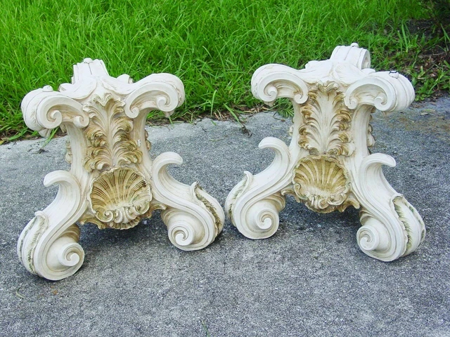 Universal Statuary Table 2 Pedestal Base MCM Shell Baroque Hollywood Regency '67