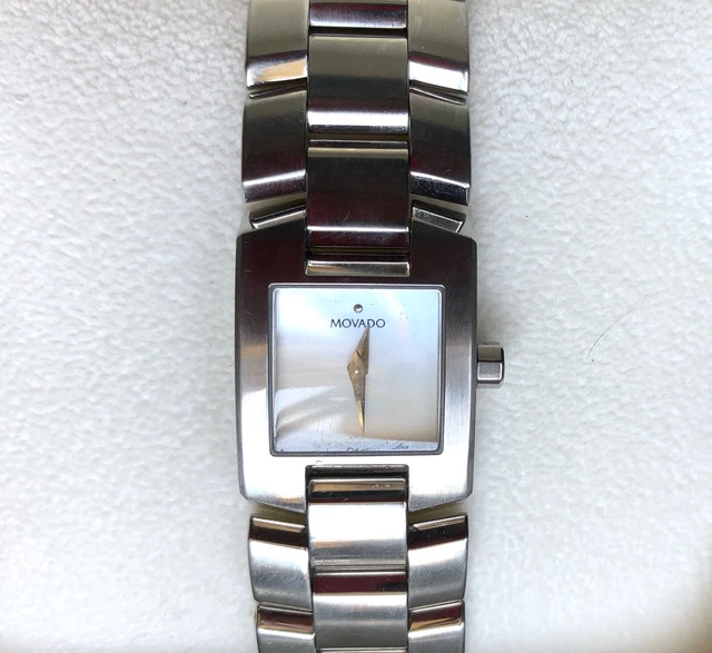 Ladies  MOVADO ELIRO MANCHETTE  MOP Museum Dial St Steel Swiss Quartz Watch 7"
