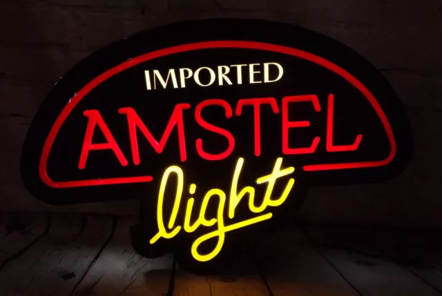 Vintage Amstel Light Lighted Beer Sign Imported Amsterdam Neon Look