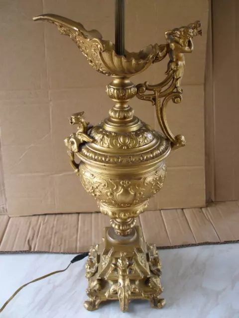 A Large Antique Spelter Lamp Possibly French Or Italian