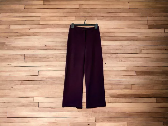 Eileen Fisher Sz PP Petite (28x26.5) Eggplant Cropped Wide Leg Ponte Knit Pants