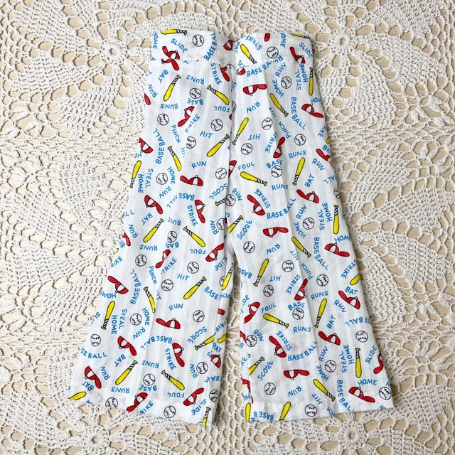 Vintage 1980s Baby Boy 12-18 Months Baseball Novelty Print Bell Bottom Pants