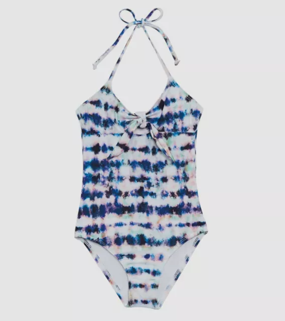 $91 Splendid Girl's Blue Tie Dye Going Coastal Halter One Piece Swimwear Size 14