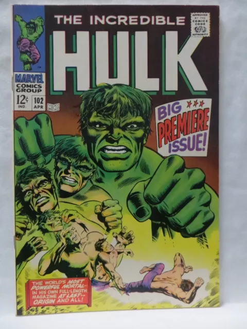 1968 Incredible Hulk Comic Book..vol.1..No.102..Marvel..high-Grade Origin Issue!