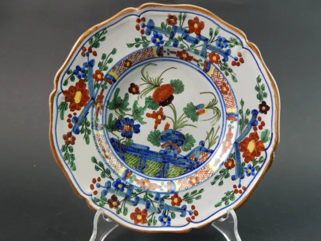 Antico Piatto Maiolica Fornace Ceramica Bubani Faenza Garofano Cm. 20