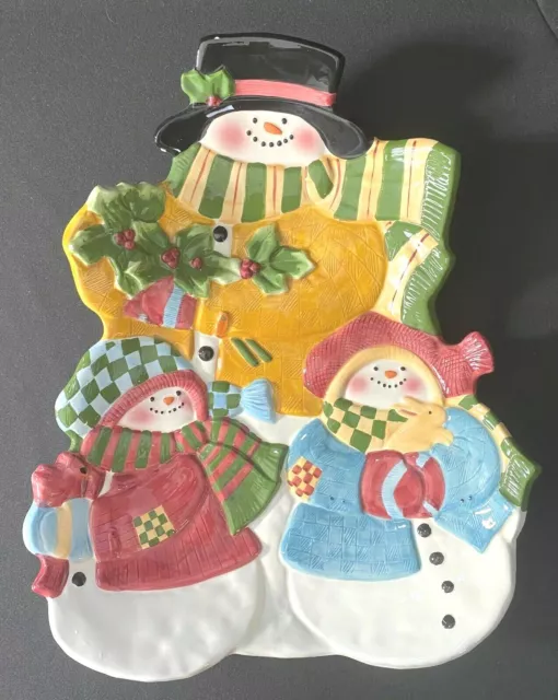 Susan Winget Frosty Snowman Christmas Serving Platter Certified International