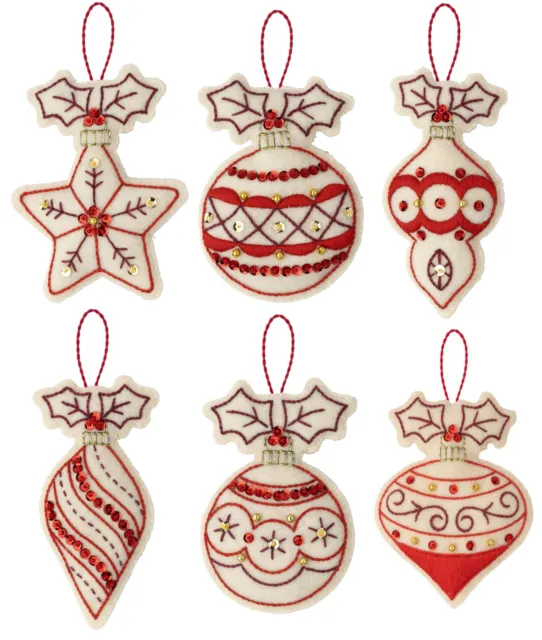 Bucilla Felt Ornaments Applique Kit Set Of 6-Classic Christmas 89508E