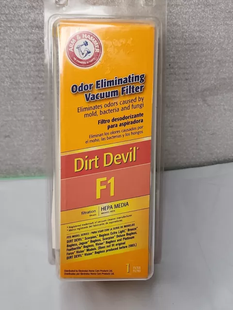 Arm & Hammer HEPA 62647F Dirt Devil F1 Vacuum Filter Odor Eliminating - NIB