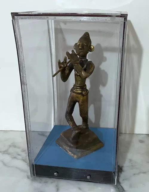Vintage Indian Hindu Brass Statue Of Lord Krishna - From A Museum Collection