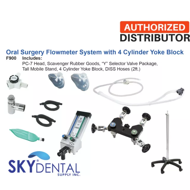 Belmed 4 Tank F900 Oral Surgery Flowmeter System with Stand & Scavenger Goods