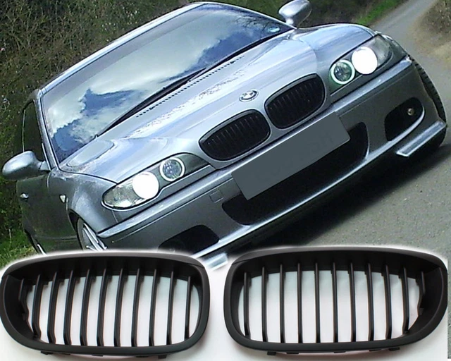 Calandre Avant Noire Brillante Pour BMW E46 4 Portes 1998-2001 - Style à Lamelles, En ABS, Facile à Monter - Look Luxe Et Sport