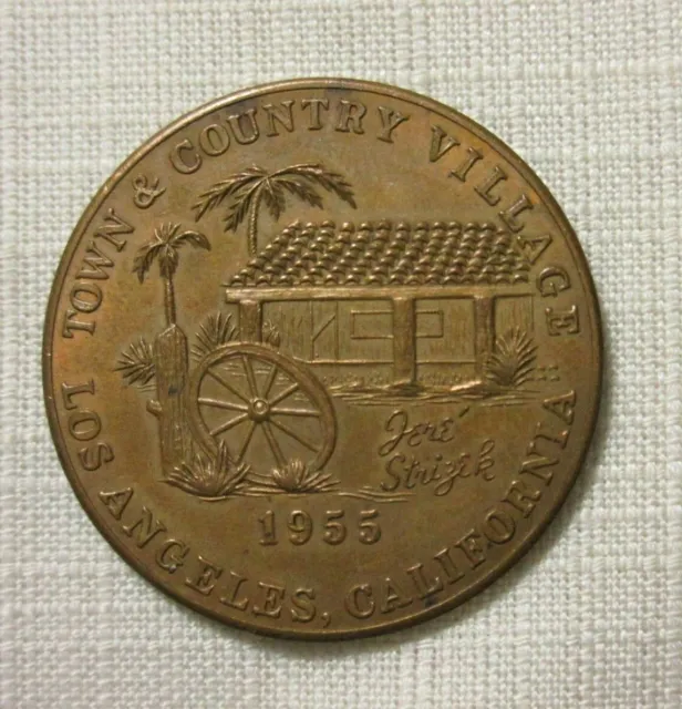 Town & Country Village Los Angeles Ca ~ 1955 Good Luck Token Medal 67 Shops