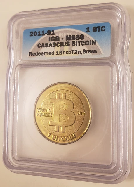 1BhxbT2n - 2011 Series 1 Casascius (Redeemed) Physical Bitcoin ICG MS-69