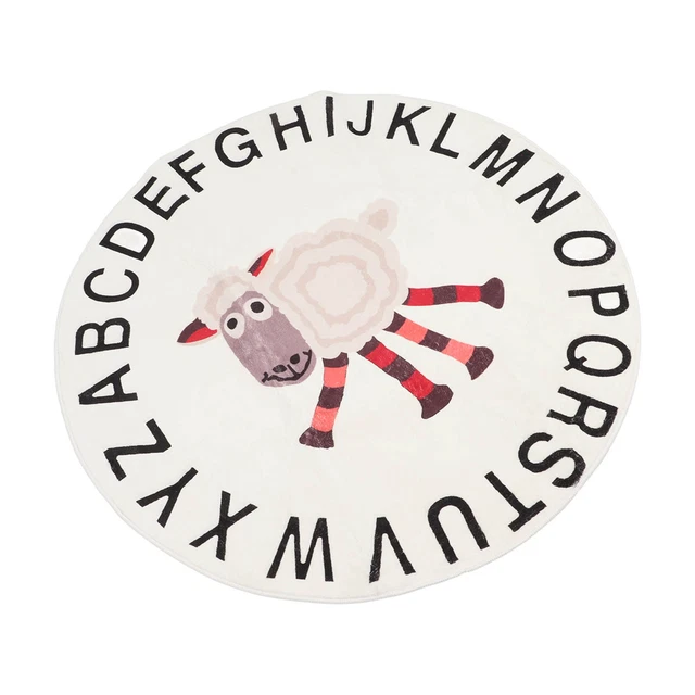 (Lamb)100 Cm Diameter Animal Round Carpet Childrens Rug Multifunctional Soft