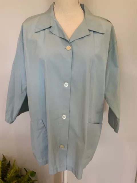 Vintage RED KAP Womens Size XL Blue 3/4 Sleeve Collared Button Up Uniform Shirt