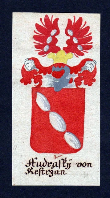18. Jh Audrasky De Kestrzan Bohemia Manuskript Escudo Noble Abrigo Arms Heraldry