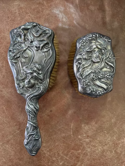 Sterling Silver Art Nouveau Vanity Brush Set