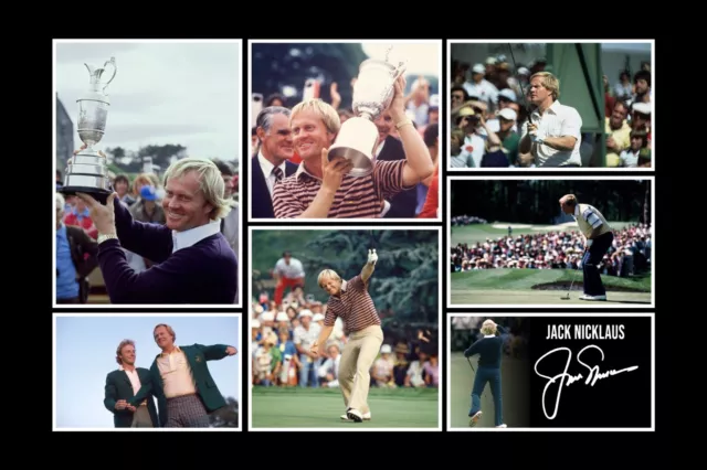 Jack Nicklaus Open GOLF Autograph Signed Pre-Print 12x8 Montage PHOTO Gift Print